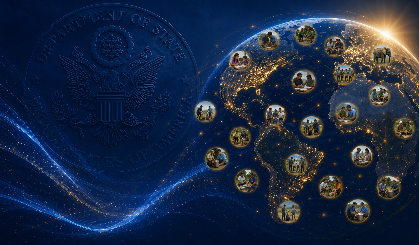 Global SOSA impact map with illuminated international connections